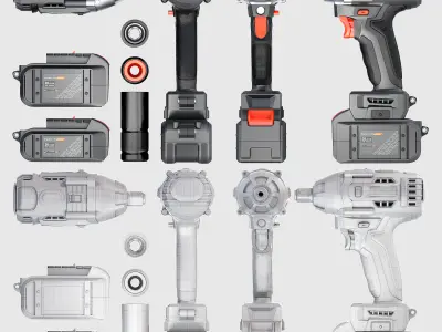 Battery-powered Impact Wrench W1 3D model
