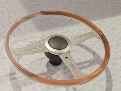 Woodgrain steering wheel Low-poly 3D model