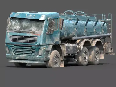 Lowpoly Abandoned Generic Tanker Fuel Cistern Truck  Low-poly 3D model