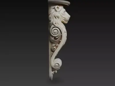 Lion Head Ornamental Wall Bracket Decorative Corbel 3D Model 3D print model