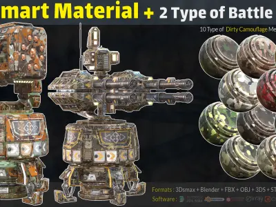10 Camouflage Smart Material - 2Type of Battle Mech Low-poly 3D model