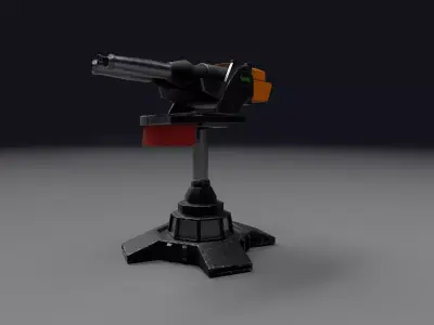 Military turret - double barrel Low-poly 3D model