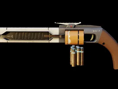Sci-fi Revolver Low-poly 3D model