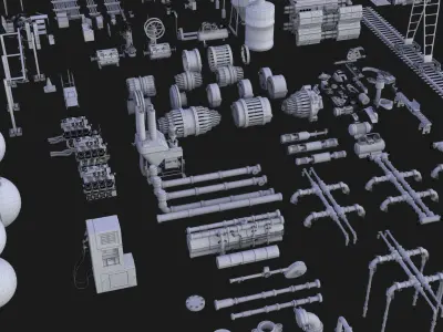 Industrial Kitbash - 200 Models 3D model
