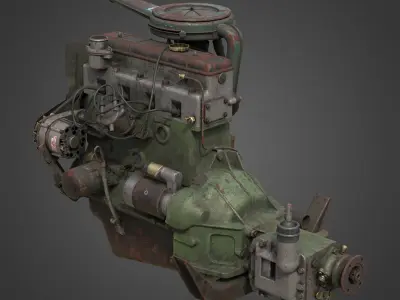 Old Dirty Rusted Engine Low-poly 3D model