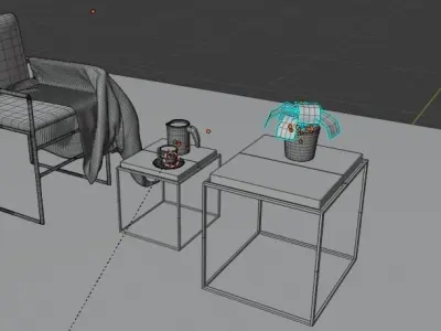 Centro e cadeira estilo industrial 3D model