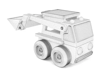 Wooden toy bulldozer 07 3D model
