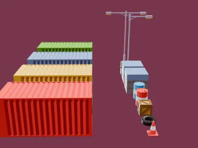 Low Poly Industrial Props Asset Pack Low-poly 3D model