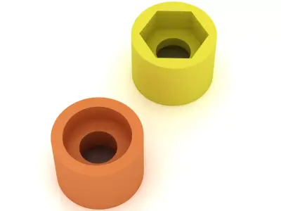 Hex  Round Insert Bushing  Parametric 3D Printable  3D print model
