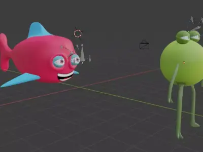 frog and fish two models 3D model