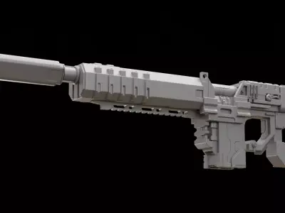 Mecha hard surface assault rifle 3D model get