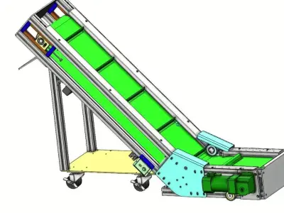 customizable electric climbing PVC belt conveyor system 3D model