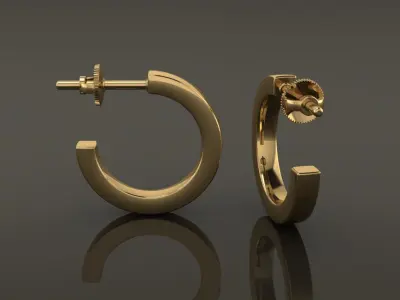 Earring Hoop Box Opened Back 11mm inside Width 3D print model
