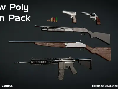 Low Poly Gun Pack Low-poly 3D model