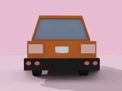 Low-Poly cartoon car 3D model  Low-poly 3D model