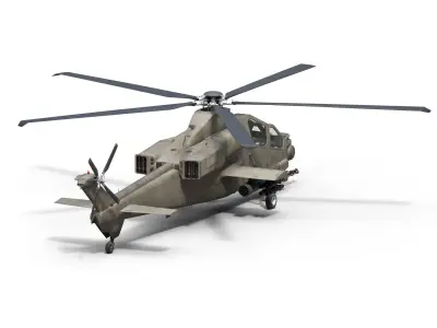Military Helicopter Low-poly 3D model get