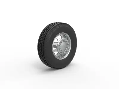 Front custom wheel of semi truck Version 25 Scale 1 to 25 3D print model