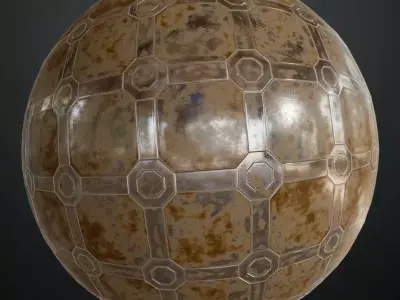 Industrial Metal Surfaces Octagonal Tiles PBR Seamless Texture