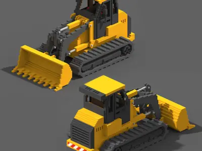 Voxel Crawler Loader Low-poly 3D model