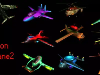 Cartoon AirPlane 2 Low-poly 3D model