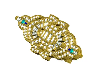 Antique Art Deco Vintage Style Diamond Brooch 3D print model