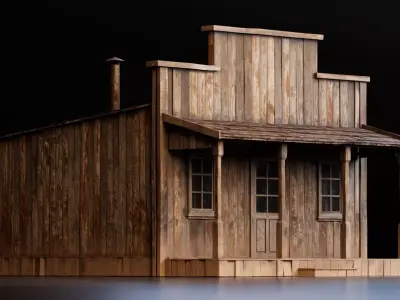 Old West Wooden Building Low-poly 3D model