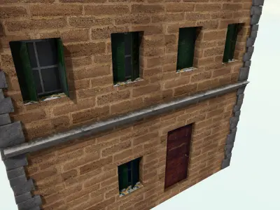 Old High-Quality 3D Colonial House Low-poly 3D model 5