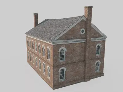 A red-brick office building from the 17th century 3D model