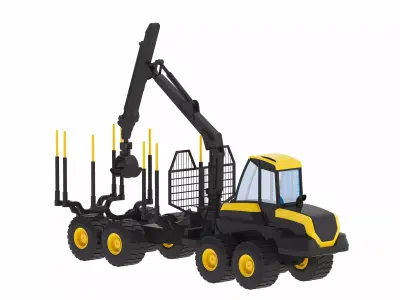 Harvester Forestry Ponsse Buffalo Simplified Low-poly 3D model