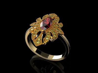 Vintage Ring with Marquise-Cut Gemstone 3D print model