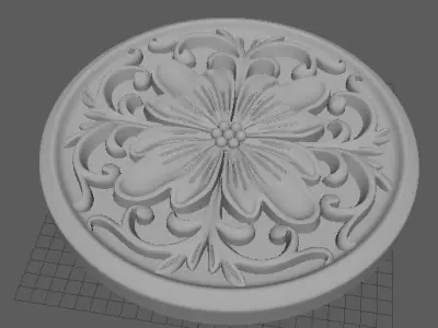rosette ornately carved ornament 3D model