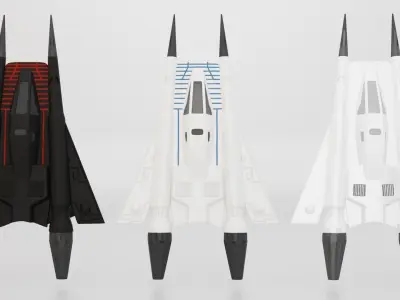 Starfighter toy jet plane on beach Low-poly 3D model