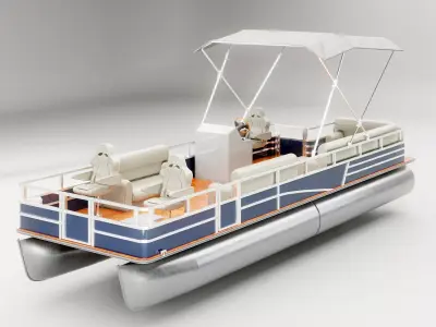 Pontoon Boat Low-poly 3D model
