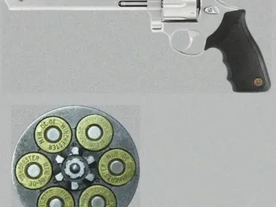 Revolver on street Low-poly 3D model