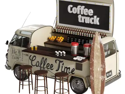 Coffee Truck set 1 3D model purchase