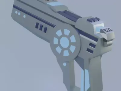 F96 Futuristic Revolver Low-poly 3D model