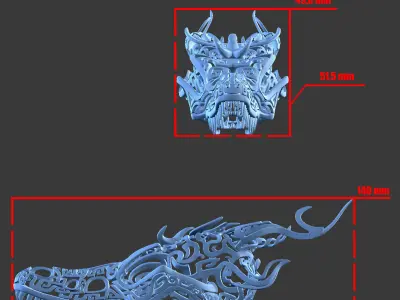 Filigree Dragon Skull 3D print model 3D print model