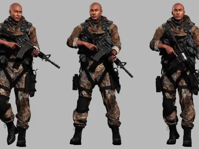 Marcus Realistic Military Operative 3D Character Low-poly 3D model