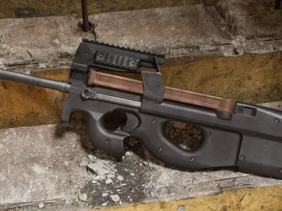 P90 Carbine SMG Low-poly 3D model