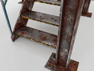 Modular Industrial Rusty Stairs - 3D Model Low-poly 3D model