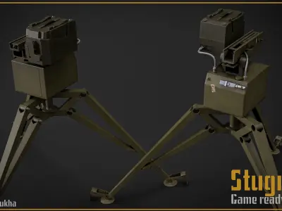 Stugna-P Ukraine anti-tank guided missile system gameready  Low-poly 3D model