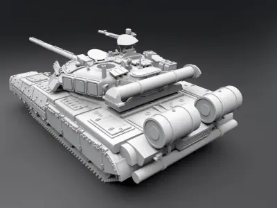 T80U Tank scale model 3D print model