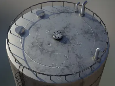 Large industrial ammonia storage tank 3D model