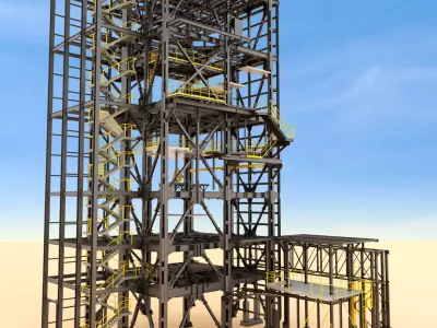 Steel Construction Building Frame 3D model