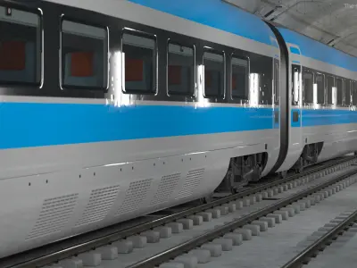 Railway Tunnel Section with Train 3D model purchase
