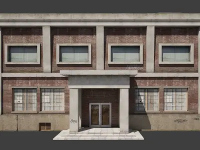 Building industrial City Work Street Low-poly 3D model Low-poly 3D model