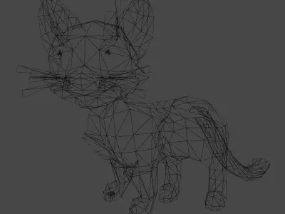 Cartoon Cat Low-poly 3D model