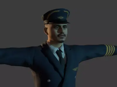 Fully Rigged Pilot 3D Character Low-poly 3D model