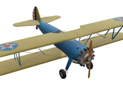 Boeing Stearman PT-17 Low-poly 3D model