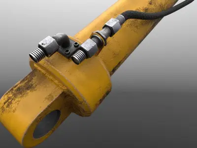 Hydraulic Piston Free low-poly 3D model